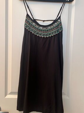 American Eagle Outfitters Blue Mini Dress with Turquoise and Silver Beaded Yoke